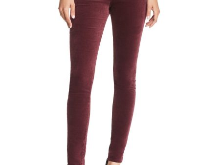 ADRIANO GOLDSCHMIED Womens Maroon Pocketed Zippered Skinny Jeans For Sale