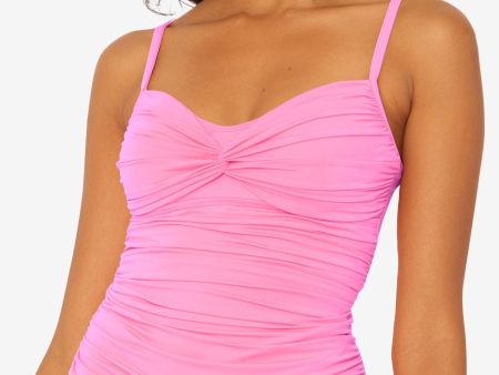 BLEU Women s Pink Stretch Sweetheart Adjustable Twist Shout Tankini Swimsuit Top Cheap