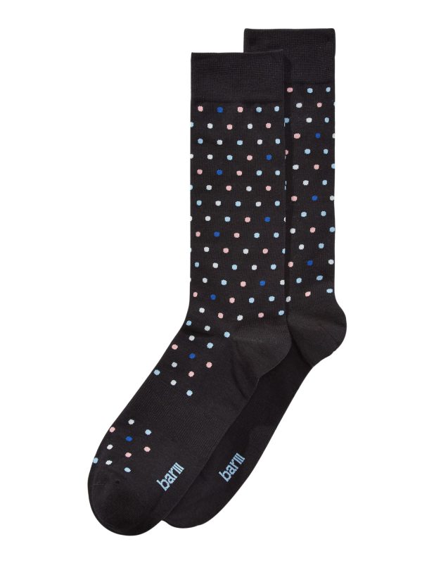 BAR III Mens Navy Blue Black Mini Dots Arch Support Seamless Dress Crew Socks Sale