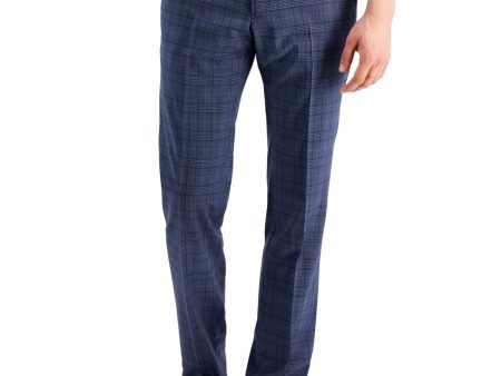 ARMANI EXCHANGE Mens Navy Flat Front, Plaid Stretch Suit Separate Pants Sale