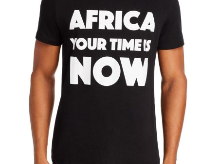 AFRICA YOUR TIME Mens Black Graphic Short Sleeve T-Shirt Fashion