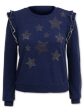 INC Womens Frayed Printed Long Sleeve Jewel Neck Sweater Supply