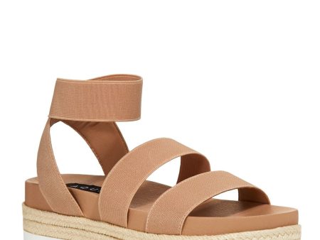 AQUA Womens Beige 1-1 2  Platform Jute Accent Crisscross Elastic Strap Stretch Ankle Strap Tali Round Toe Platform Slip On Espadrille Shoes M Hot on Sale