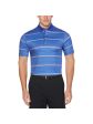 HYBRID APPAREL Mens Golf Blue Striped Short Sleeve Athletic Fit Moisture Wicking Polo Online Sale