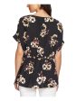 1. STATE Womens Black Ruffled Floral Short Sleeve Peplum Top Sale