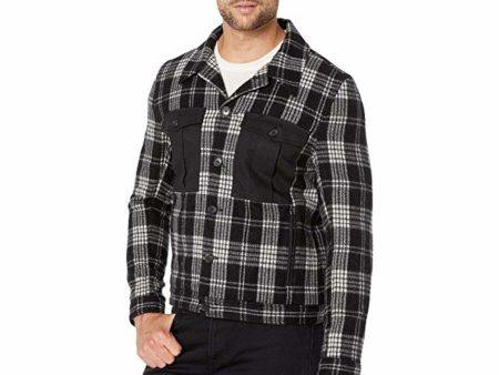 BILLY REID Mens Black Plaid Flannel Button Down Jacket Hot on Sale