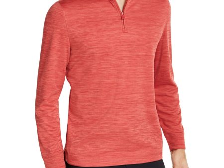 CLUBROOM Mens Red Printed Collared Quarter-Zip Sweatshirt Online Hot Sale