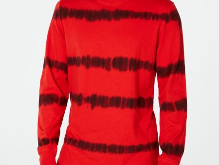 AMERICAN RAG Mens Red Lightweight, Color Block Crew Neck Shirt on Sale