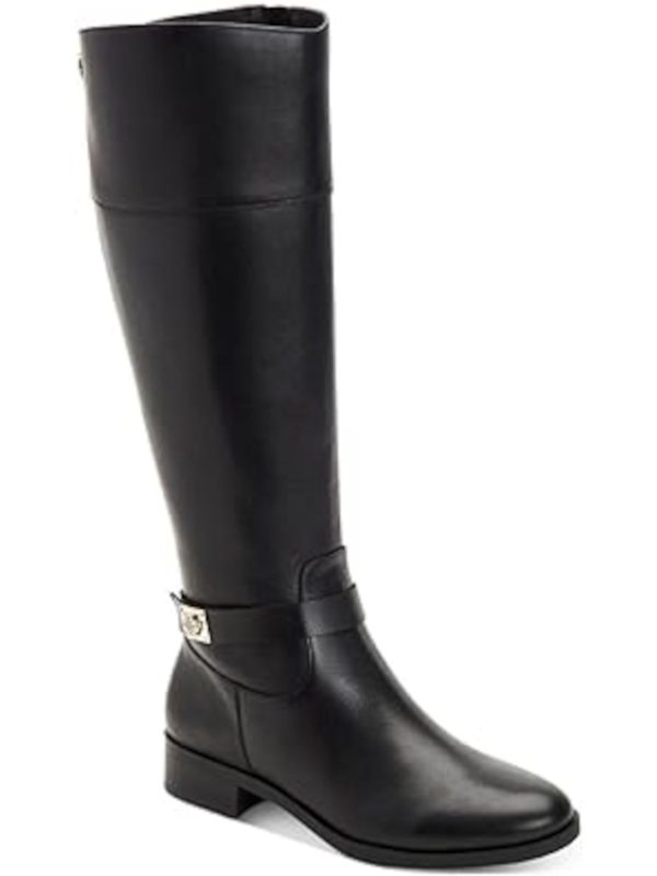 CHARTER CLUB Womens Black Buckle Accent Johannes Round Toe Zip-Up Riding Boot M Online