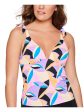 SALT + COVE Women s Multi Color Printed Stretch Push-Up Open-Back Lined Deep V Neck Tie Kaleidoscope Tankini Swimsuit Top Online Hot Sale