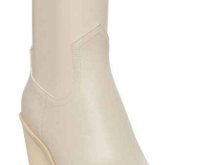 STEVE MADDEN Womens Ivory Stretch Thorn Pointed Toe Block Heel Zip-Up Leather Western Boot M Discount