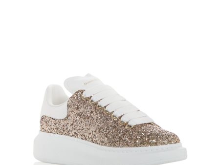 ALEXANDER MCQUEEN Womens Brown Glitter-Embellished 1-1 2  Platform Padded Round Toe Wedge Lace-Up Sneakers Shoes Fashion