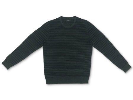 ALFANI Mens Green Striped Crew Neck Classic Fit Cotton Pullover Sweater Fashion