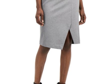 ALFANI Womens Gray Knee Length Faux Wrap Skirt Online now