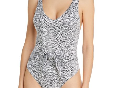 PRISM Women s Snake Grey Snake Print High Leg Tie Knot One Piece Swimsuit For Discount