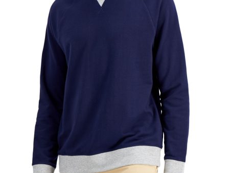 CLUBROOM Mens Navy Color Block Turtle Neck Classic Fit Fleece Sweatshirt Online now