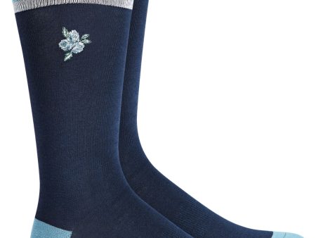 BAR III Mens Navy Horizontal Stripe Dress Crew Socks Sale