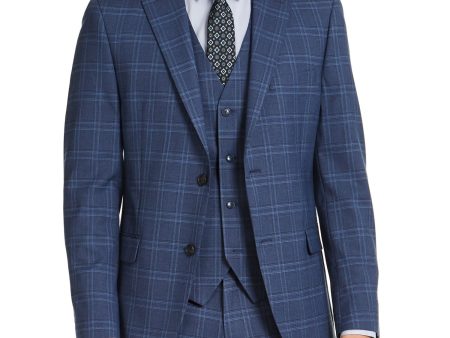 ALFANI Mens Navy Plaid Blazer Jacket For Cheap