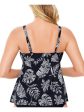 SWIM SOLUTIONS Women s Black Printed Stretch Lined Adjustable Underwire Tankini Swimsuit Top Online