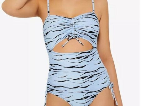 HULA HONEY Women s Light Blue Animal Print Stretch Moderate Coverage Adjustable Wild Cat One Piece Swimsuit Fashion