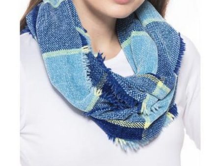 CHARTER CLUB Womens Blue Woven Chenille Loop Fringed Infinity Scarf Sale