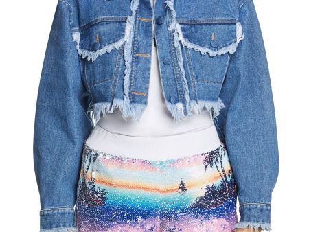 KSENIA SCHNAIDER Womens Blue Denim Jacket Online