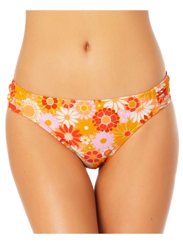 CALIFORNIA SUNSHINE Women s Multi Color Printed Stretch Ruched Lined Bikini Moderate Coverage Side Tab Hipster Swimsuit Bottom Hot on Sale