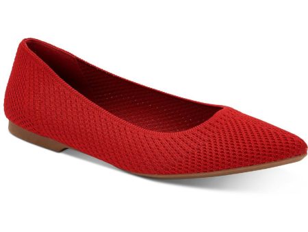 ALFANI Womens Red Mixed Pattern Removable Insole Flexible Knit Cushioned Comfort Poppyy Pointed Toe Block Heel Slip On Ballet Flats M Hot on Sale