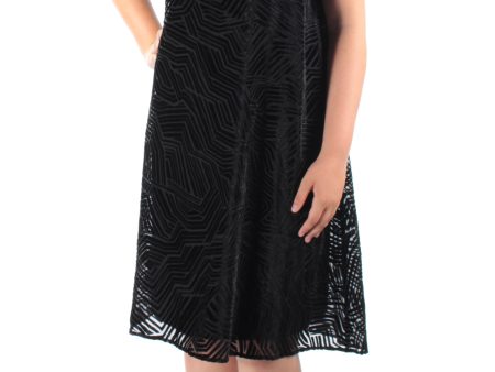 ALFANI Womens Velvet Printed Sleeveless Jewel Neck Dress Supply