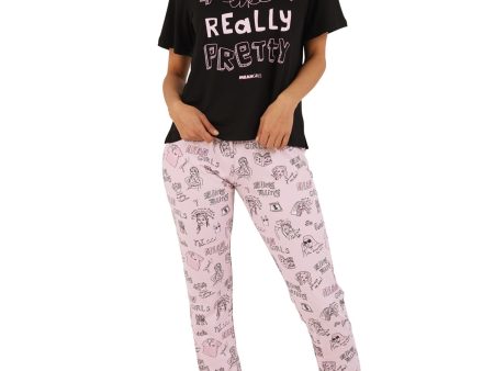 RETROSPECTIVE CO. Black Graphic Short Sleeve Cuffed Everyday Pajamas Online Sale