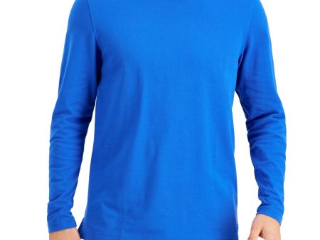 CLUBROOM Mens Blue Crew Neck Performance Stretch Performance Stretch Shirt Online Hot Sale