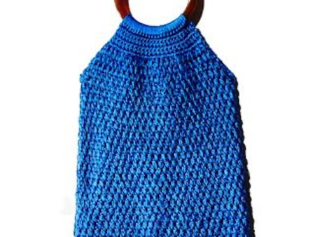 Binge Women s Blue Crochet Crochet Double Flat Strap Handbag Purse For Cheap