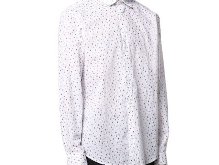 JOHN VARVATOS Mens White Printed Collared Classic Fit Shirt Fashion