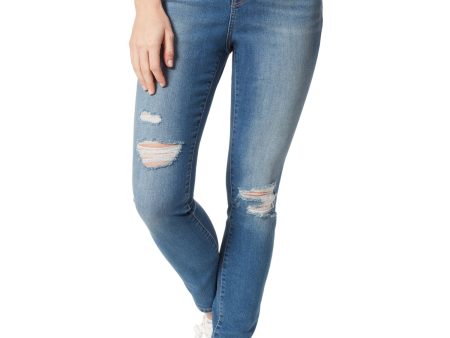 FRAYED Womens Blue Pocketed Zippered Ankle Skinny High Waist Jeans Online Hot Sale