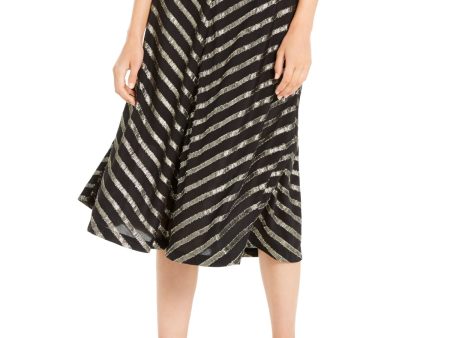 ALFANI Womens Sequined Striped Below The Knee Party Fit + Flare Skirt on Sale