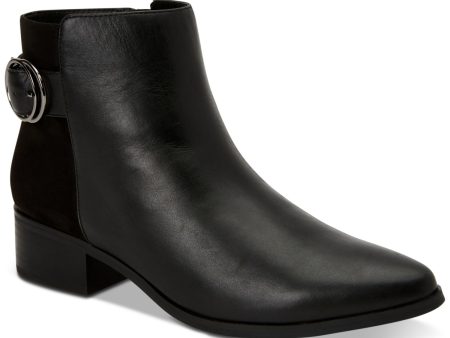 ALFANI Womens Black Buckle Accent Slip Resistant Olalla Pointed Toe Block Heel Booties Supply