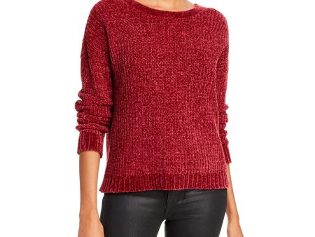 AQUA Womens Maroon Patterned Raglan Jewel Neck Sweater Fashion