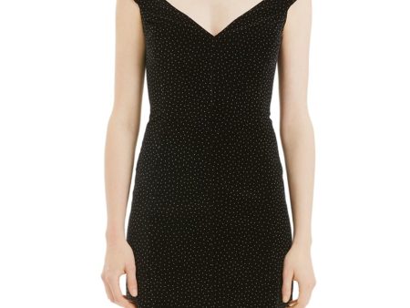 THEORY Womens Black Zippered Polka Dot Velvet Sleeveless V Neck Short Evening Body Con Dress Online now