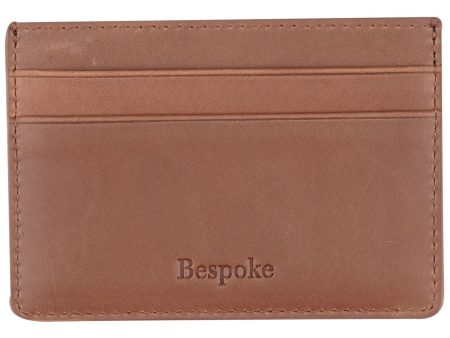 BESPOKE Men s Brown Logo Leather Card Holder Online