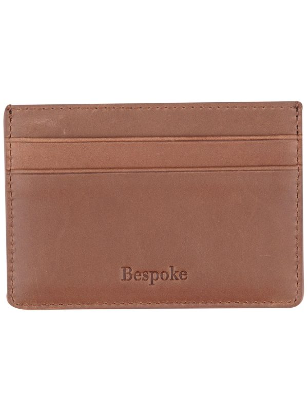 BESPOKE Men s Brown Logo Leather Card Holder Online