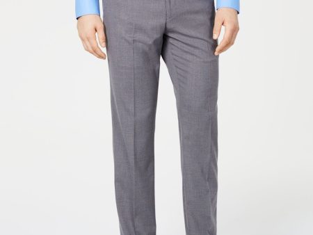 VINCE CAMUTO Mens Gray Flat Front Patterned Slim Fit Performance Stretch Suit Separate Pants Sale