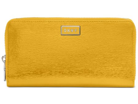 DKNY Women s Yellow Faux Leather Strapless Zip Around Wallet Sale