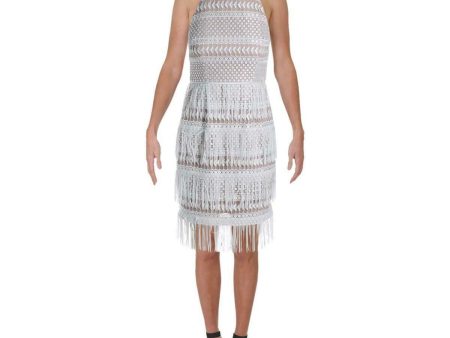 AIDAN MATTOX Womens Beige Sleeveless Halter Above The Knee Cocktail Sheath Dress For Cheap