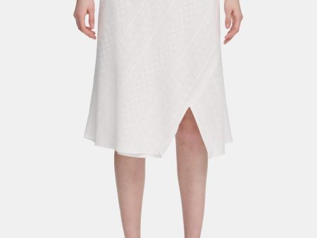 CALVIN KLEIN Womens Eyelet Below The Knee Wear To Work A-Line Skirt on Sale