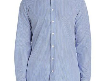 DYLAN GRAY Mens Navy Pinstripe Long Sleeve Classic Fit Button Down Cotton Casual Shirt Online now