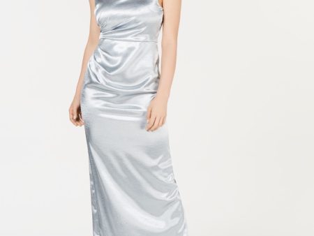 ADRIANNA PAPELL Womens Light Blue Embellished Sleeveless Illusion Neckline Full-Length Formal Dress Supply