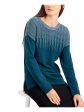 ALFANI Womens Glitter Printed Long Sleeve Crew Neck Sweater Fashion