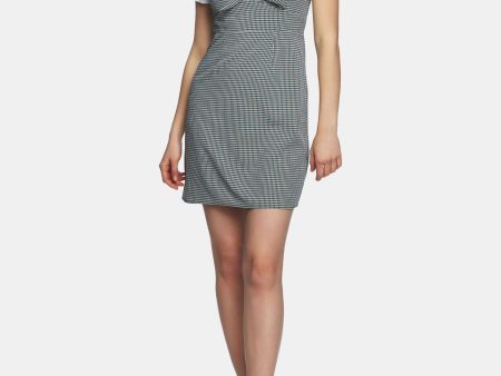 1. STATE Womens Black Check Spaghetti Strap V Neck Above The Knee Fit + Flare Dress Online now