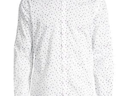 John Varvatos Mens White Printed Collared Classic Fit Shirt Hot on Sale