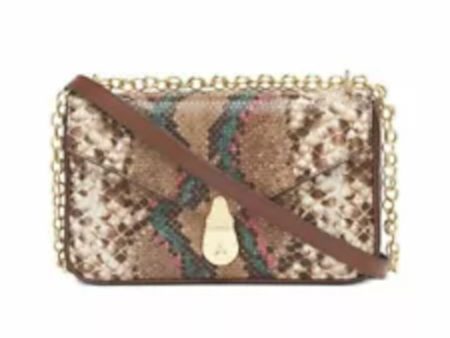 CALVIN KLEIN Brown Snake Print Faux Leather Adjustable Strap Shoulder Bag Sale